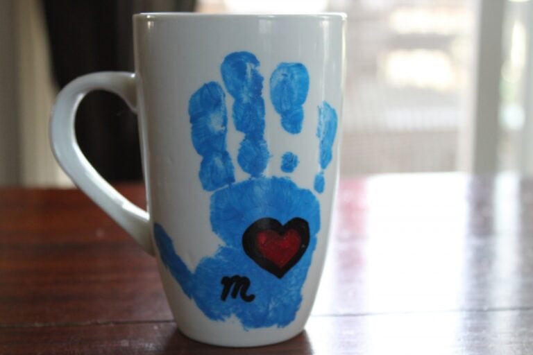 handprint mug for dad made by kids