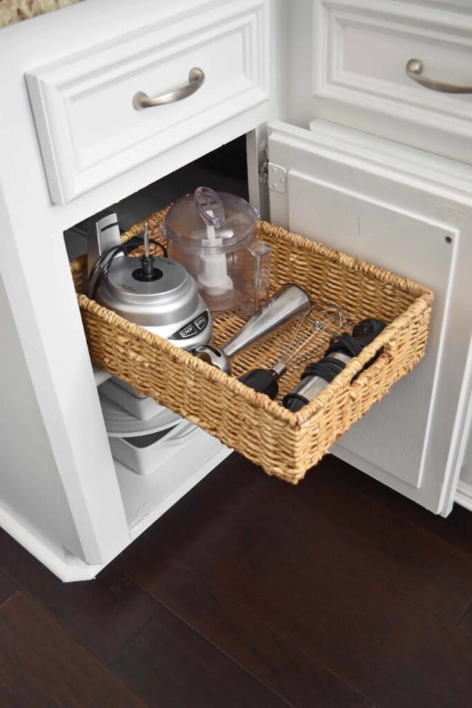 diy pull out basket for how to organize kitchen cabinets