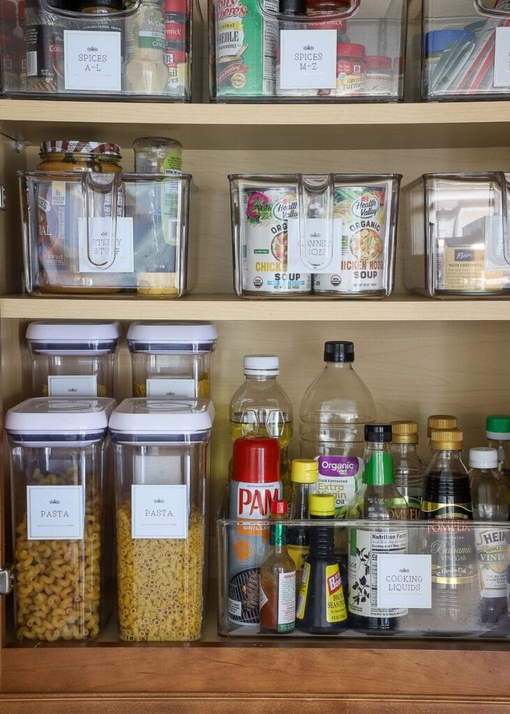 clear bins used for pantry storage