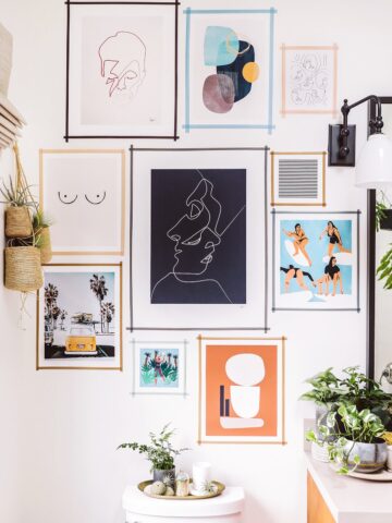washi tape framed art in an inspired gallery wall with no nails