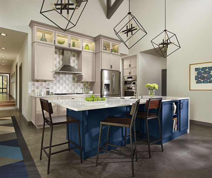 blue and agreeable gray painted kitchen