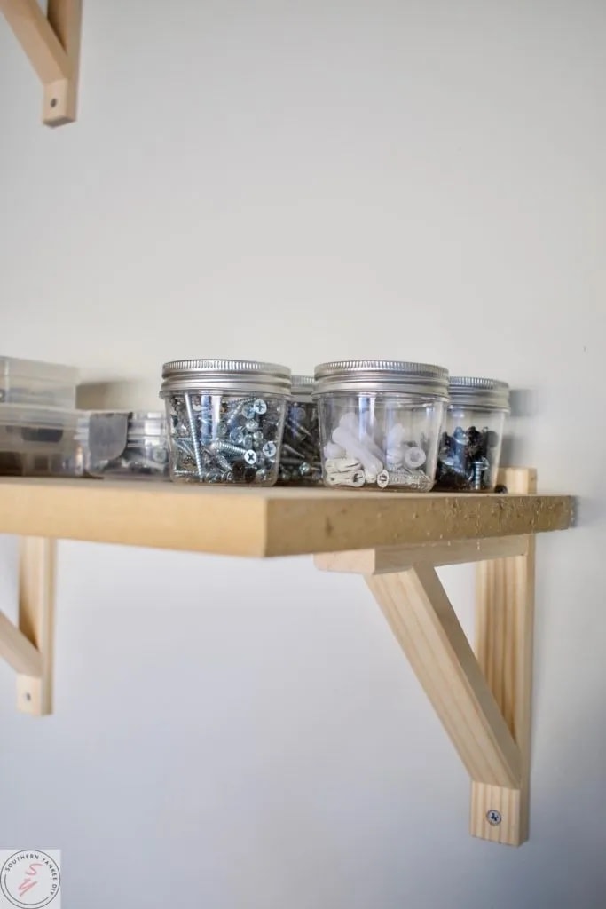 mason jar garage organization idea for small items like screws