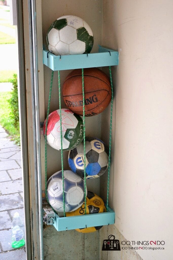 DIY ball storage on the wall