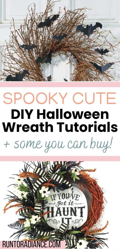 spooky cute DIY halloween wreath tutorials pin