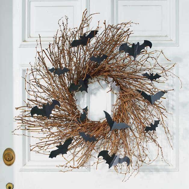 Rustic wreath with small bats all over.