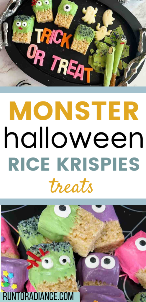 monster halloween rice krispies treats pin