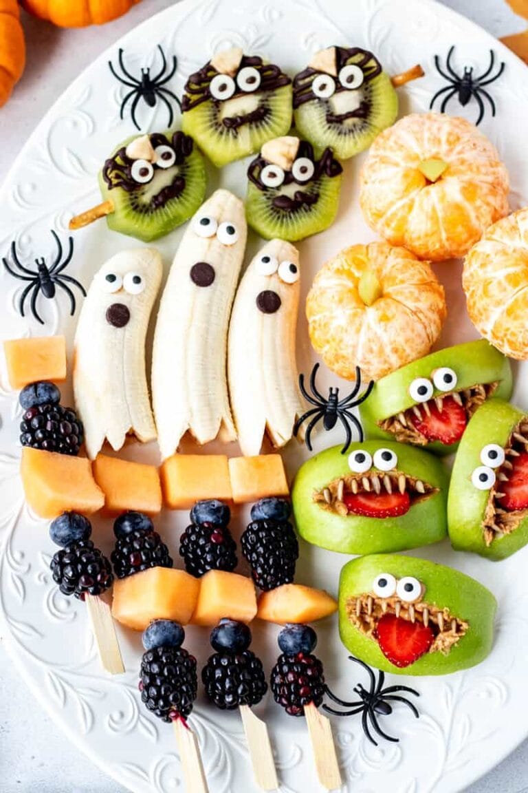 fruit monster snack tray for Halloween