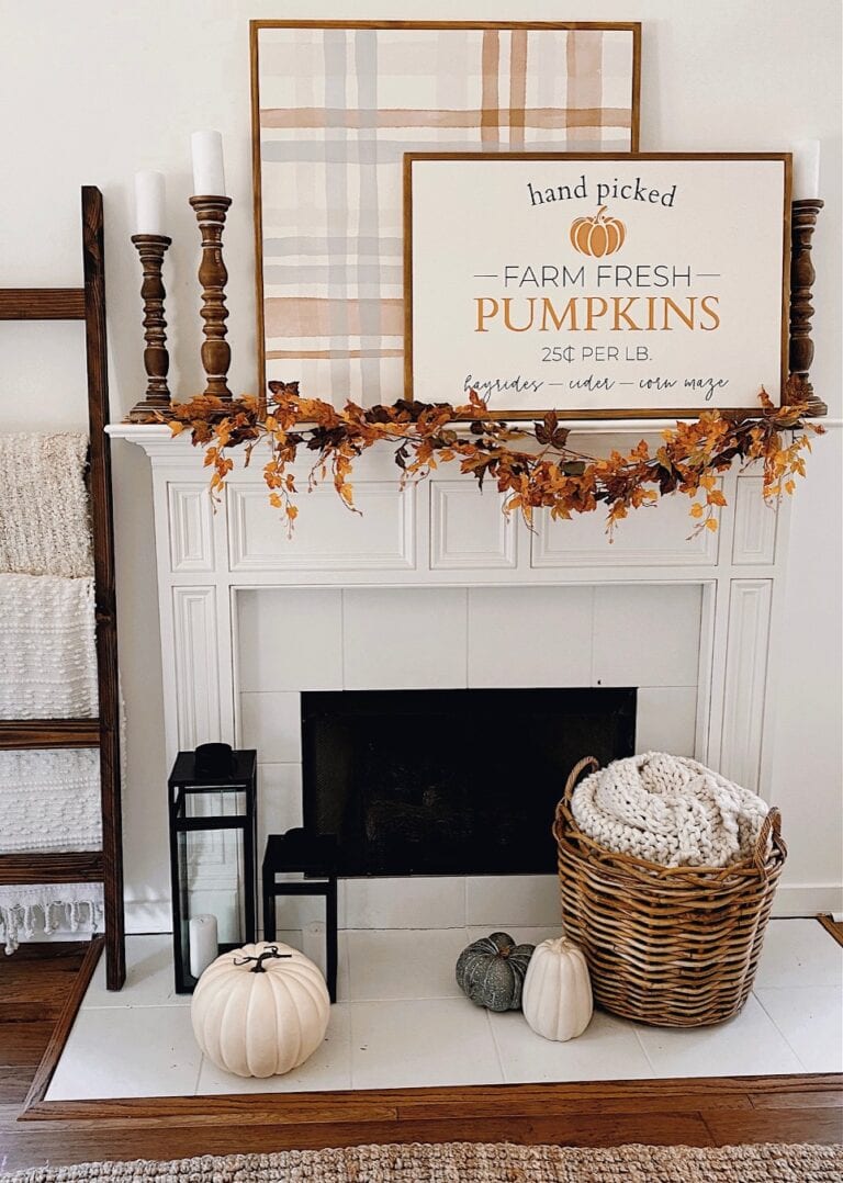 large plaid canvas paired with farm fresh pumpkin sign