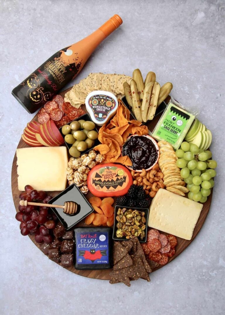 classic charcuterie board with a subtle halloween flair