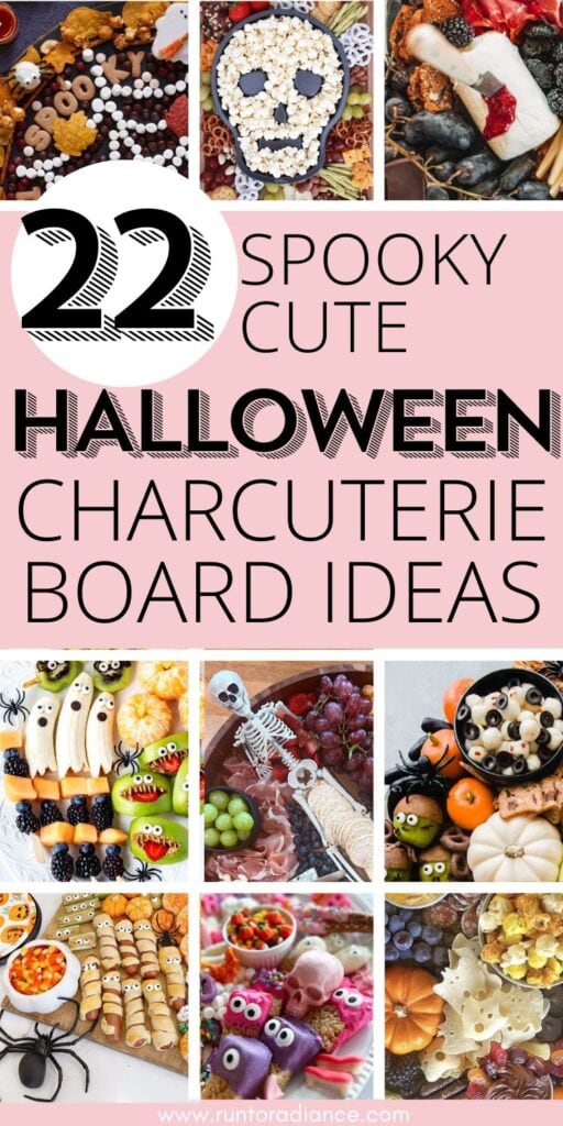 pinterest collage for 22 halloween charcuterie board round up