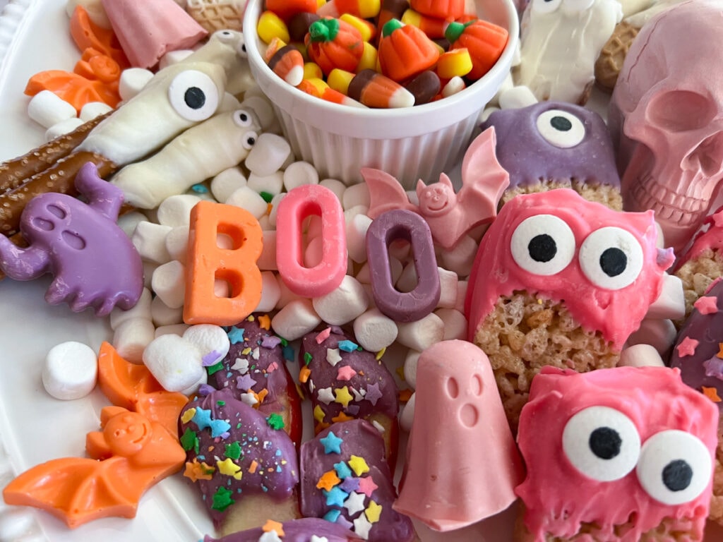 close up of candy charcuterie board