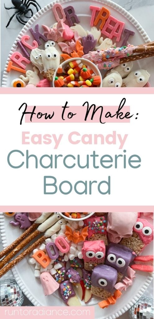 How to make easy candy charcuterie board pinterest collage