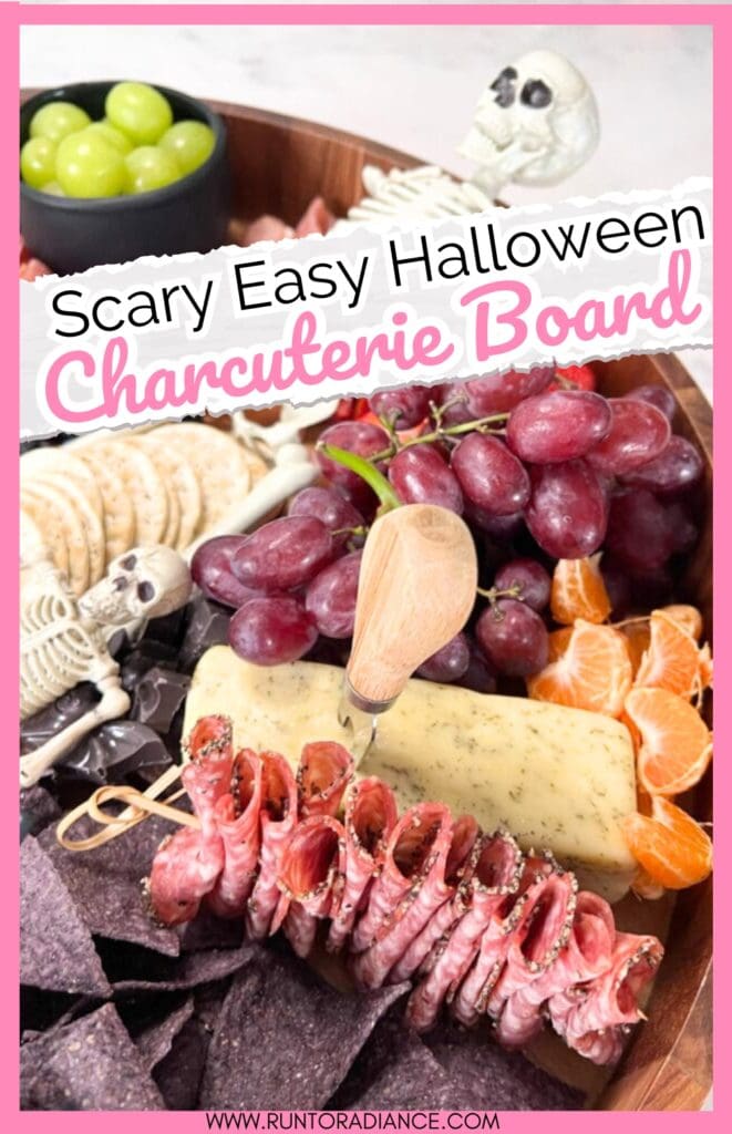 scary easy skeleton charcuterie board pin