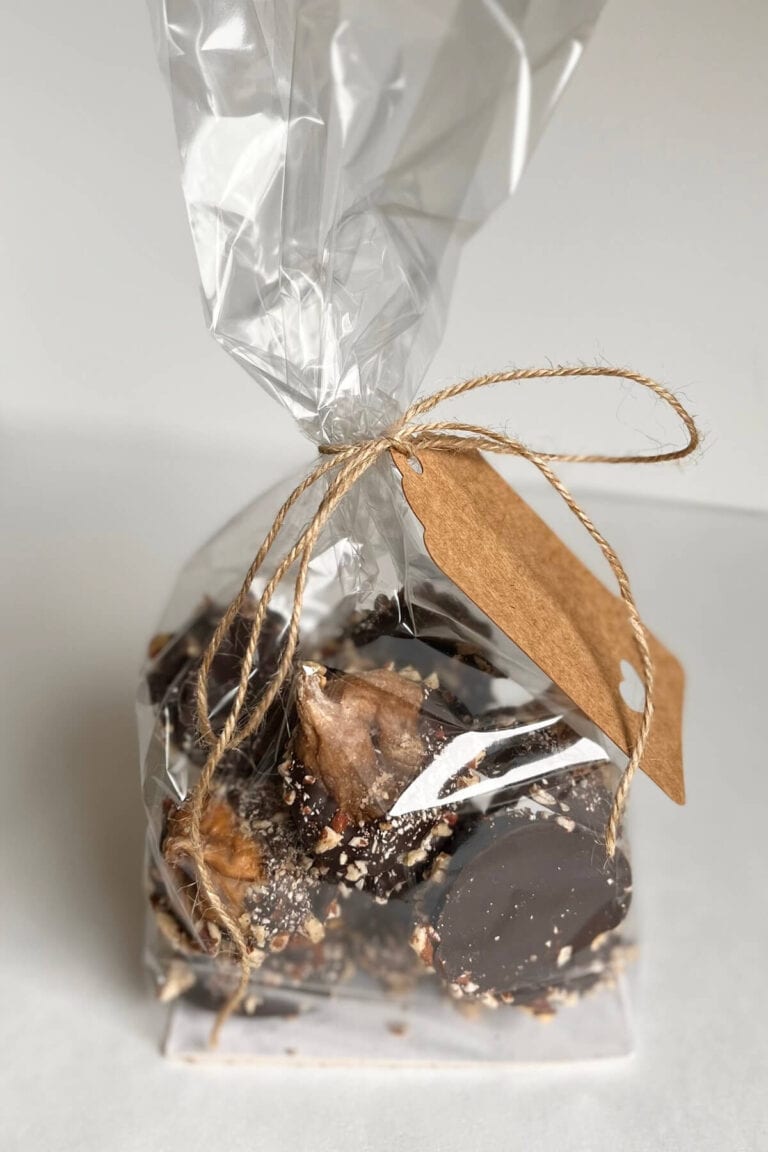 chocolate covered figs in a cellophane treat bag