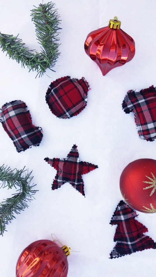 Christmas hand warmers made with plaid fabric