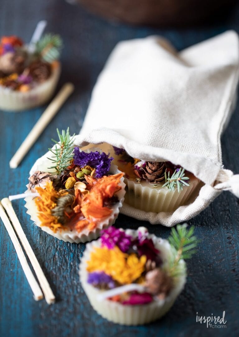 colorful handmade fire starters for DIY Christmas gifts