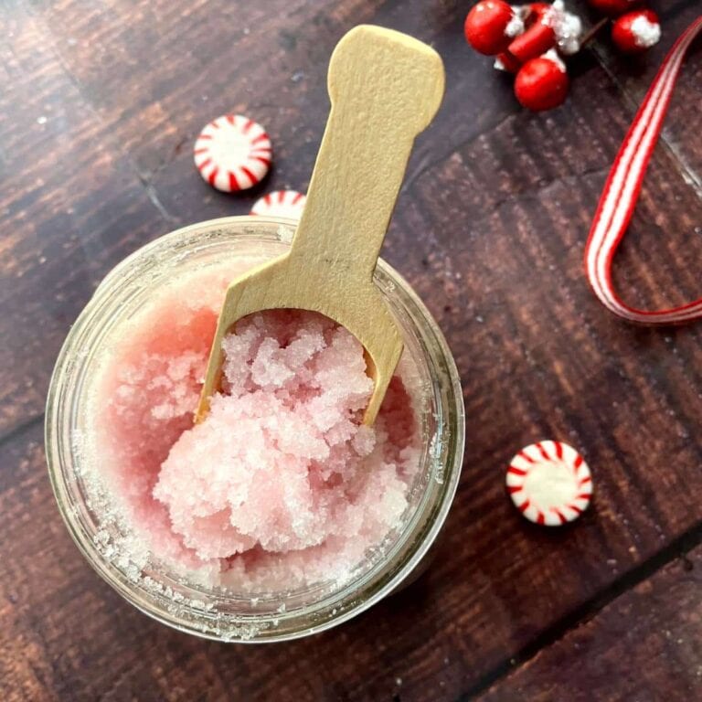 DIY foot scrub with a wood spoon for scooping