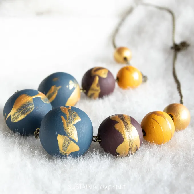painted wood beads necklace
