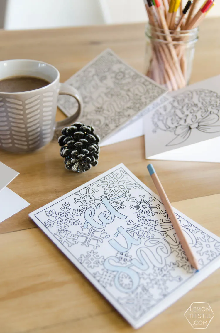 printable coloring cards for Christmas