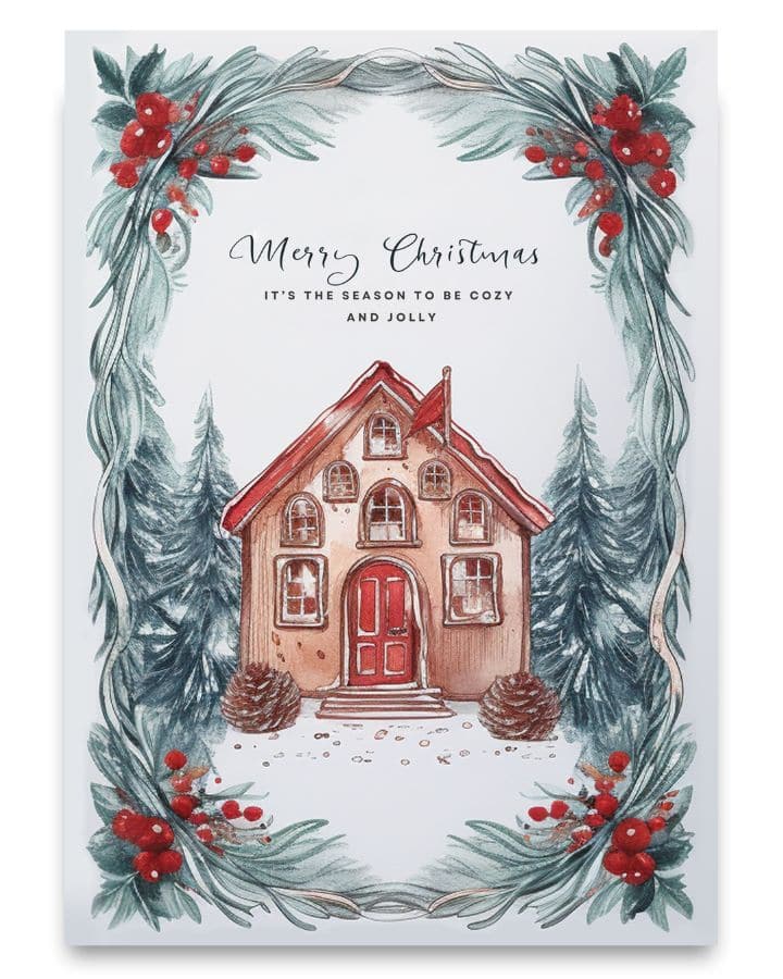 cozy cabin free christmas printable card