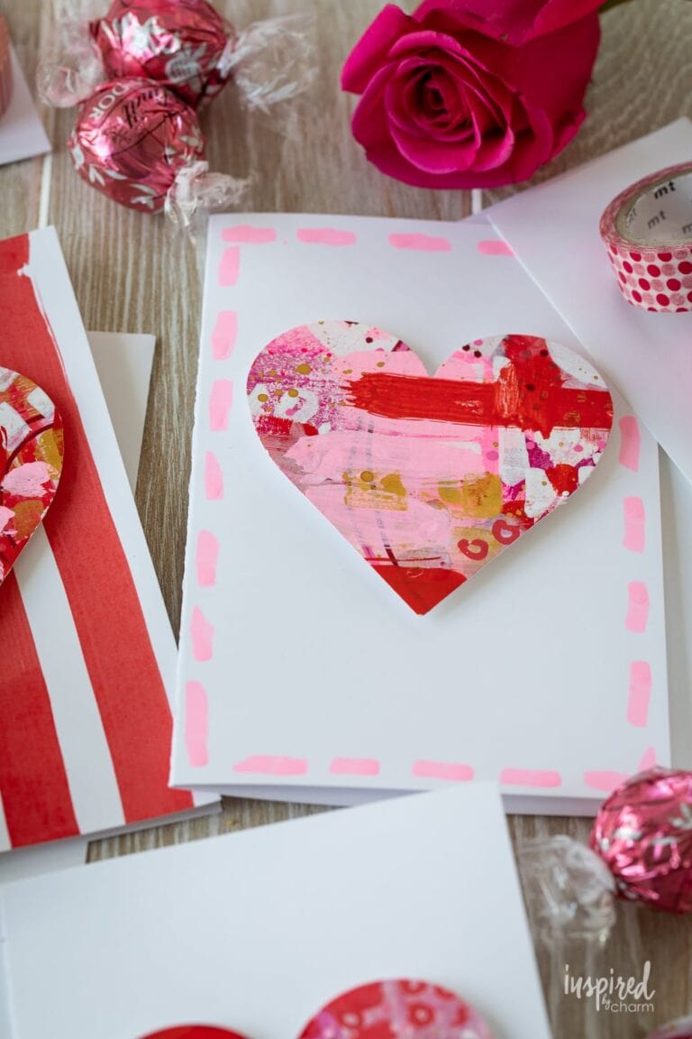 abstract style heart valentine card craft