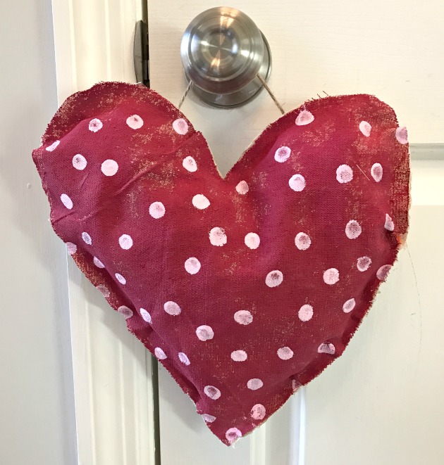 painted polkadot hanging heart