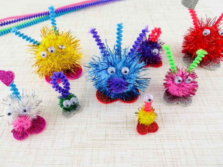 pom pom monster valentine's crafts for kids