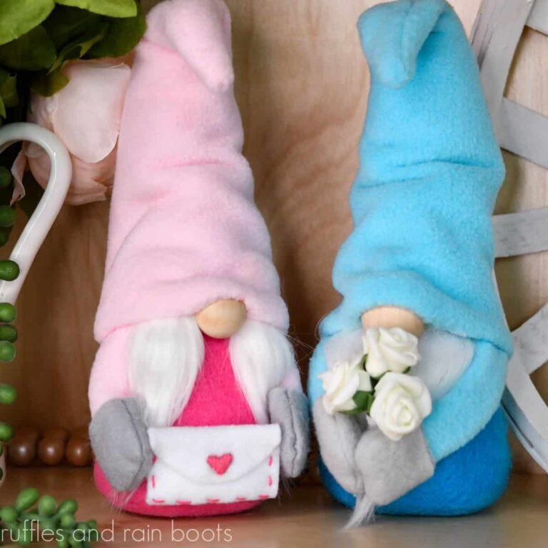 pink and blue valentine gnomes