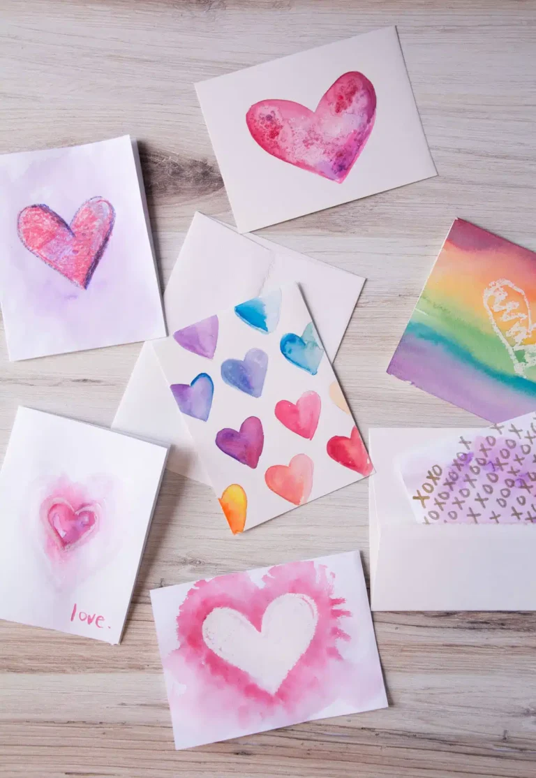 cute heart watercolor cards