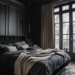 Color drenched black bedroom