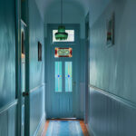 Color drenched painted hallway.