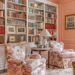 Peach living room with white ceiling
