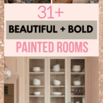 Collage of pink color drenched rooms.