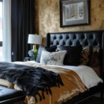 lux feeling master suite with gold and black decor