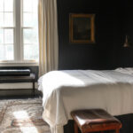traditional black and off white bedroom decor