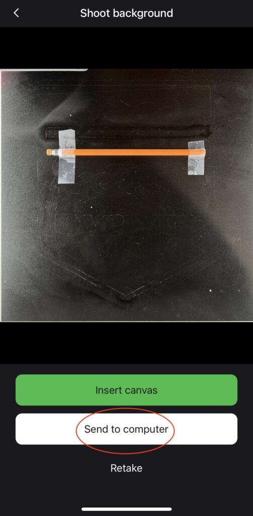 Screenshot of using the shoot background technology by xtool