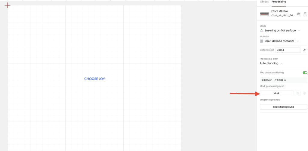 How to mark the processing area in xtool m1 ultra