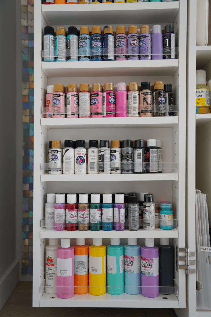 Close up of colorful acrylic paint in Dreambox swing door