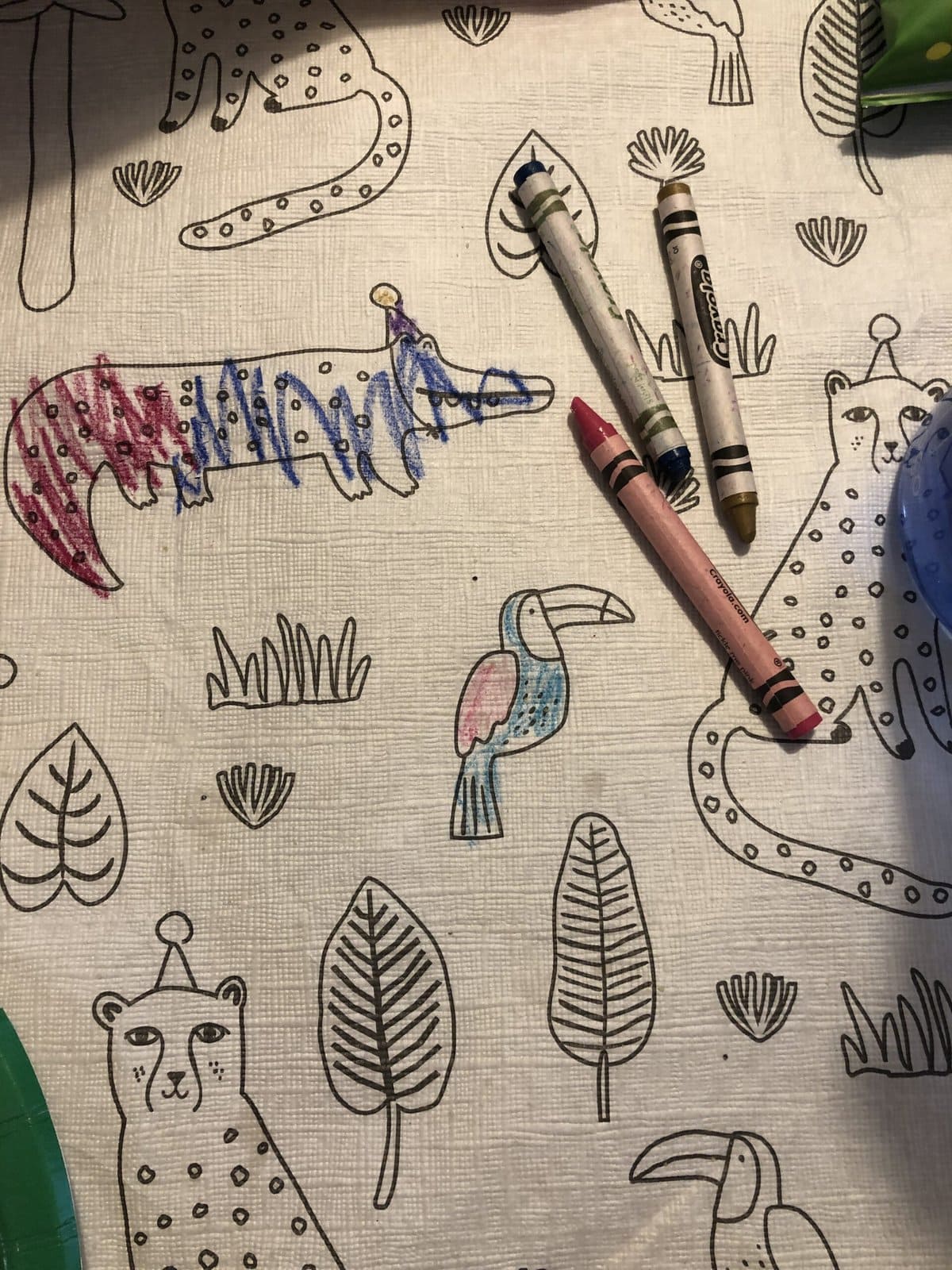 coloring sheet table cloth close up