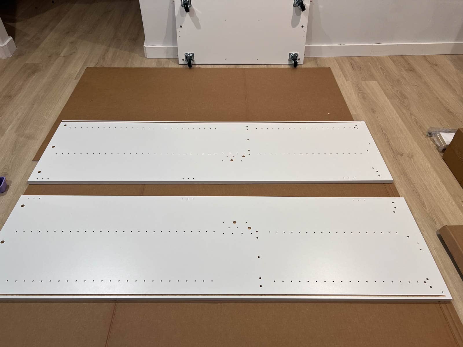 Dreambox shelves lying on cardboard