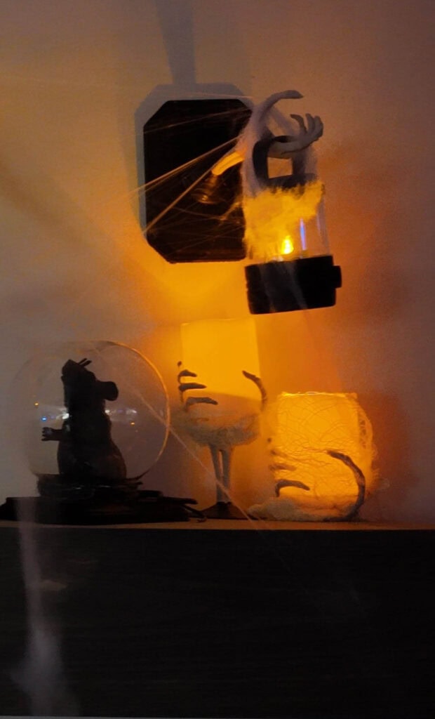 diy skeleton hand candle holders