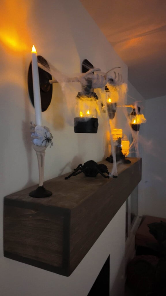 DIY halloween lantern using skeleton hand cup from Dollar Tree
