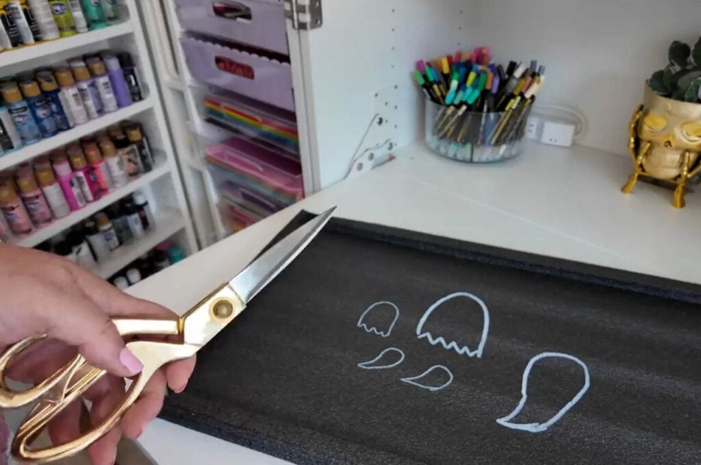 cutting ghost shapes out of foam