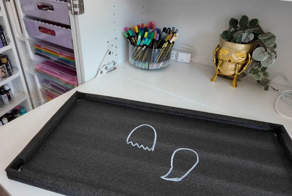 drawing ghost outlines on piece of foam