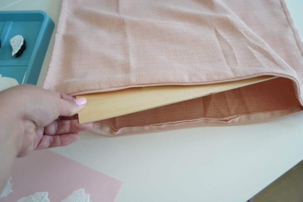 piece of cardboard place inside pillow cover