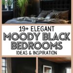 moody black bedrooms pinterest image