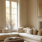 beige and off white color drenched living room