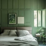 green color drenching featured in a small bedroom