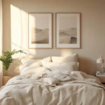 color drenched beige bedroom