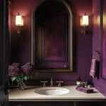 plum color drench style powder room